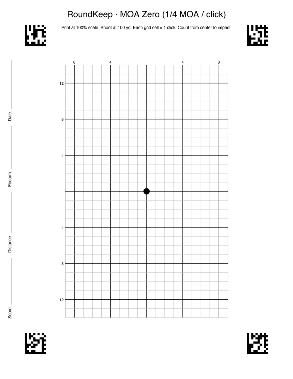 MOA Zeroing Target — free printable target PDF