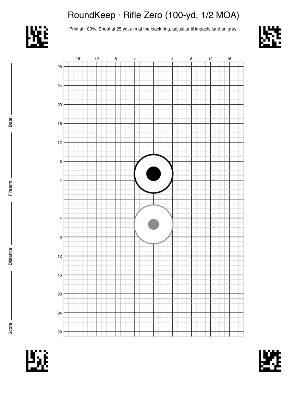 Red-Dot Zeroing Target — free printable target PDF