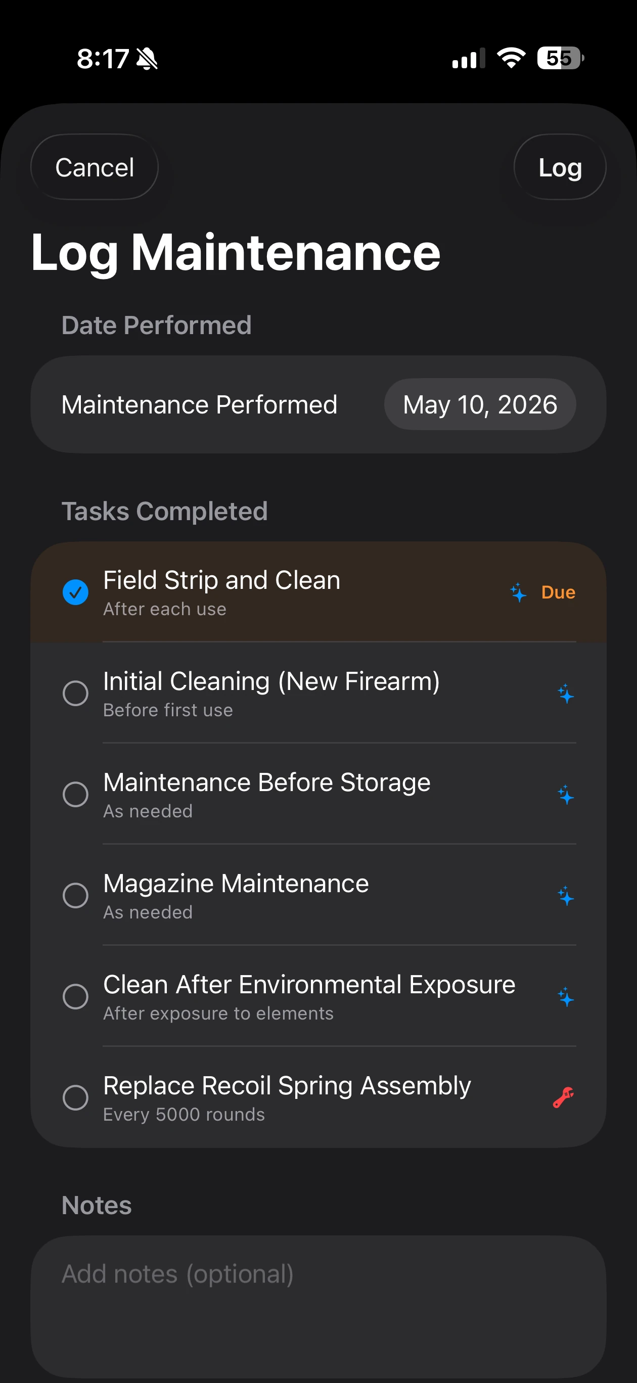 Maintenance Reminders
